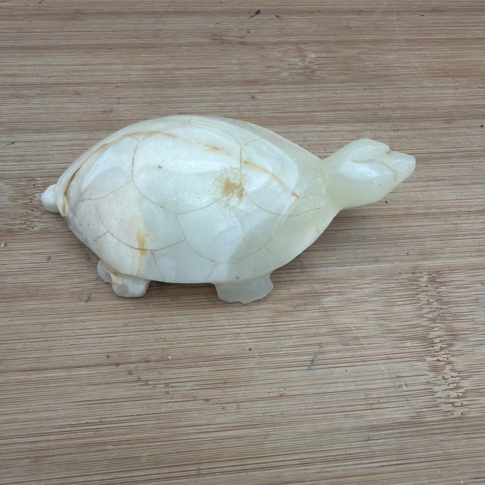 HAND CARVED NATURAL ONYX AGATE MARBLE TURTLE FIGURE SCULPTURE MINIβ 5"